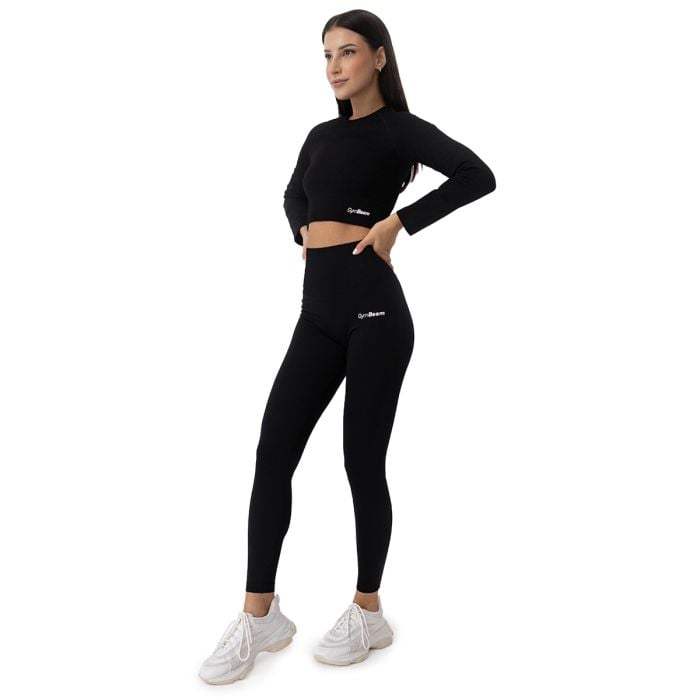 Tricou pentru femei FLO Ribbed Crop Top Black - GymBeam XL
