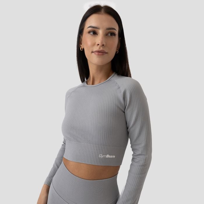 Tricou pentru femei FLO Ribbed Crop Top Grey - GymBeam S