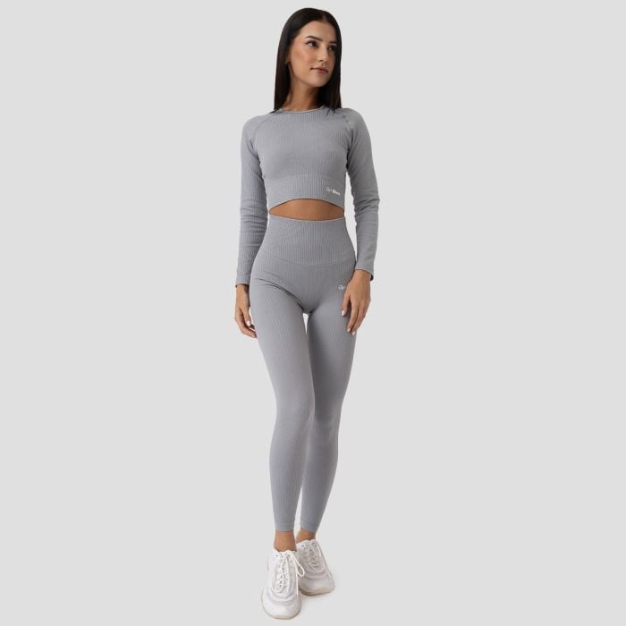 Tricou pentru femei FLO Ribbed Crop Top Grey - GymBeam S