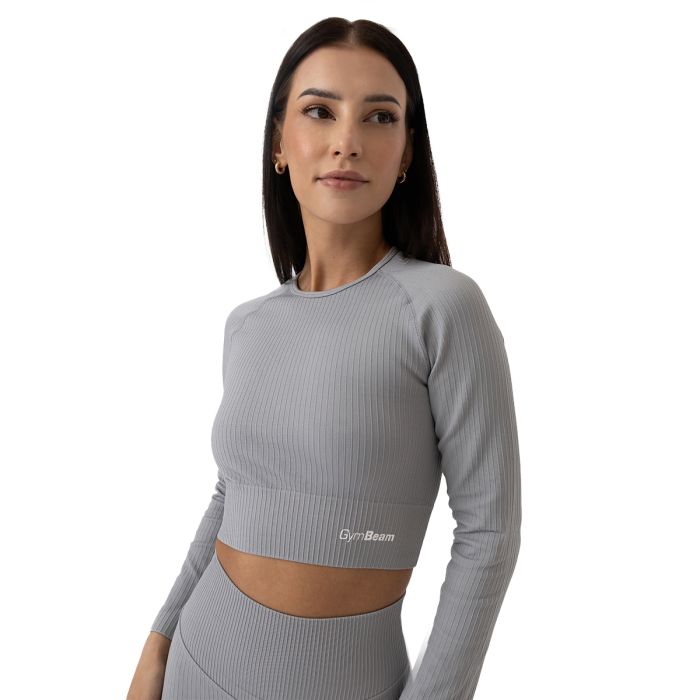 Tricou pentru femei FLO Ribbed Crop Top Grey - GymBeam S