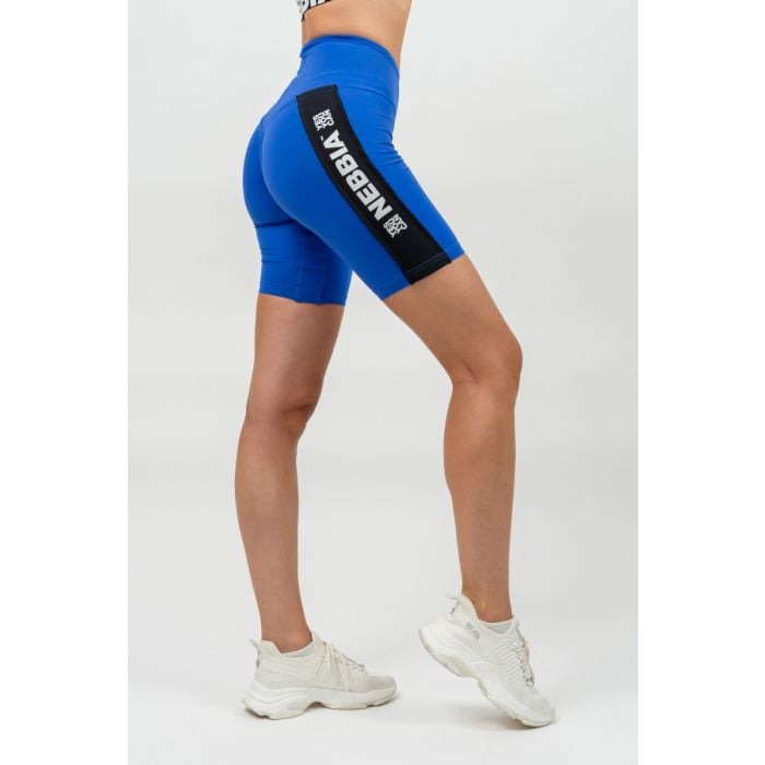Pantaloni scurți pentru femei Biker High Waisted ICONIC Blue - NEBBIA S