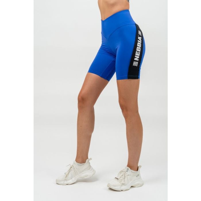Pantaloni scurți pentru femei Biker High Waisted ICONIC Blue - NEBBIA S