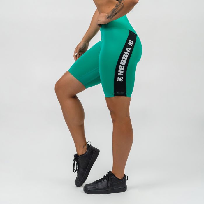 Pantaloni scurți pentru femei Biker High Waisted ICONIC Green - NEBBIA