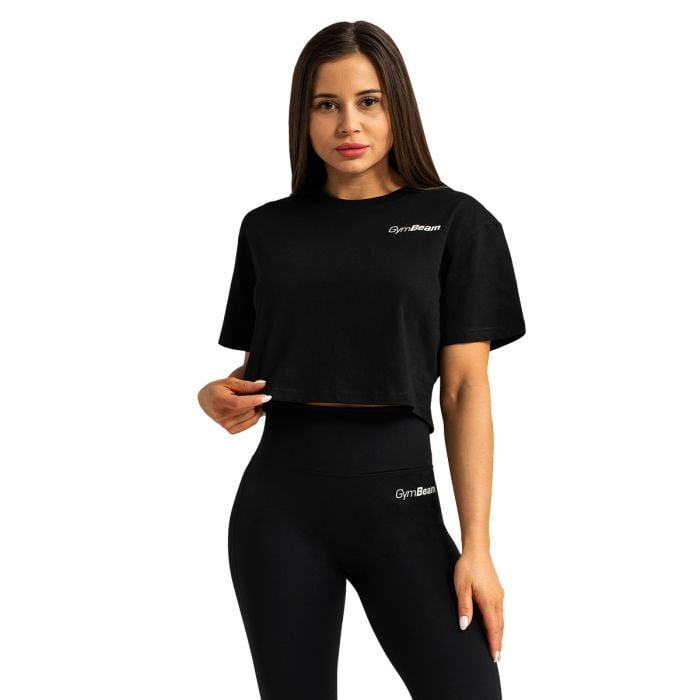 Tricou pentru femei Cropped Limitless Black - GymBeam S