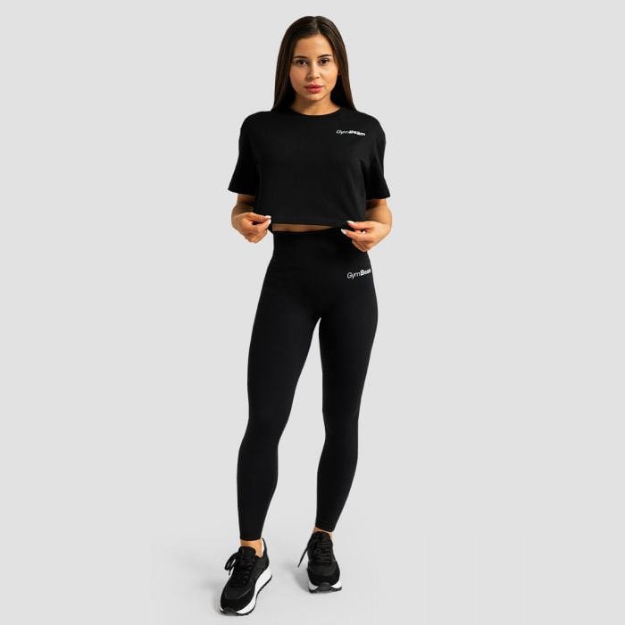 Tricou pentru femei Cropped Limitless Black - GymBeam S