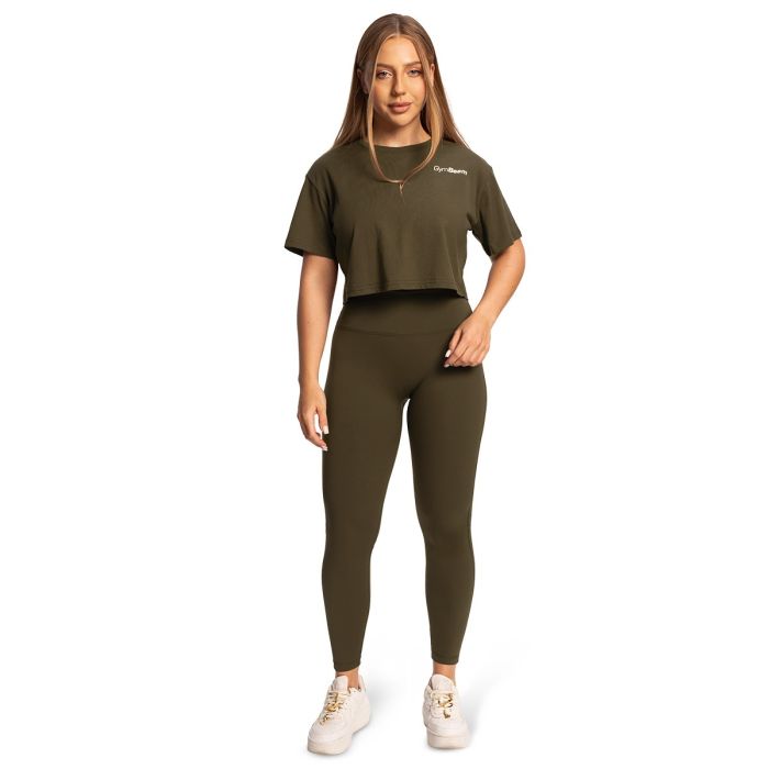 Tricou pentru femei Cropped Limitless Espresso - GymBeam S
