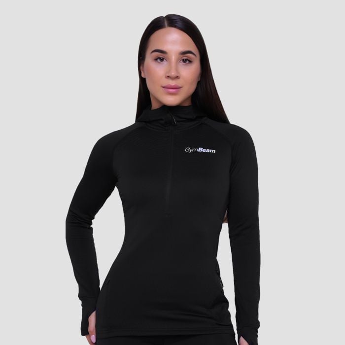 Hanorac de alergare pentru femei 1/2 Zip Pulse Black - GymBeam S