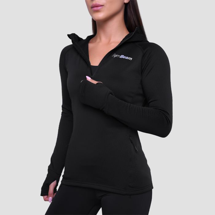 Hanorac de alergare pentru femei 1/2 Zip Pulse Black - GymBeam S