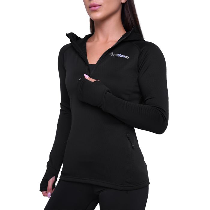 Hanorac de alergare pentru femei 1/2 Zip Pulse Black - GymBeam S