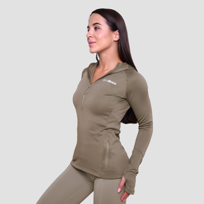 Hanorac de alergare pentru femei 1/2 Zip Pulse Vetiver - GymBeam S