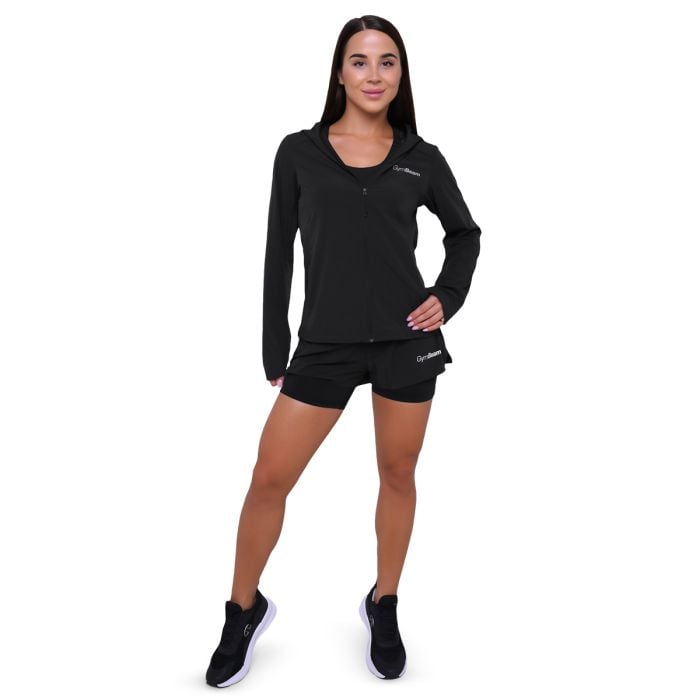 Pantaloni scurți de alergare pentru femei 2in1 Pulse Black - GymBeam L