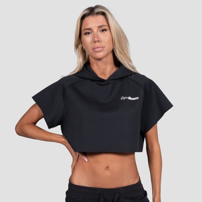 Hanorac pentru femei Relay Cropped Black - GymBeam S