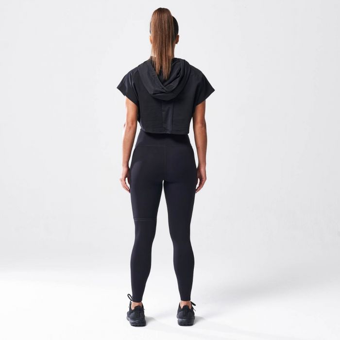 Tricou pentru femei Vented Crop Hoodie Black - SQUATWOLF 