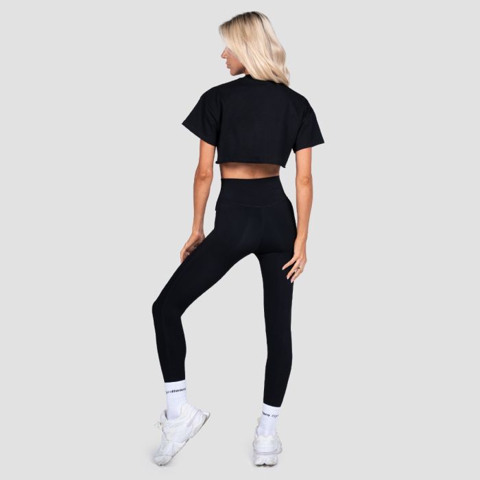 Tricou pentru femei cropped Thrive Black - GymBeam L