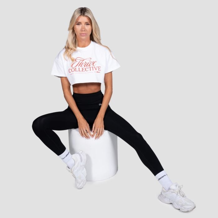 Tricou pentru femei cropped Thrive White - GymBeam M