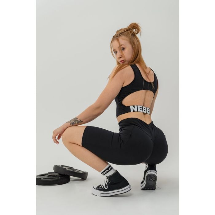 Maiou pentru femei sport Crop Top Gym Therapy Black - NEBBIA S