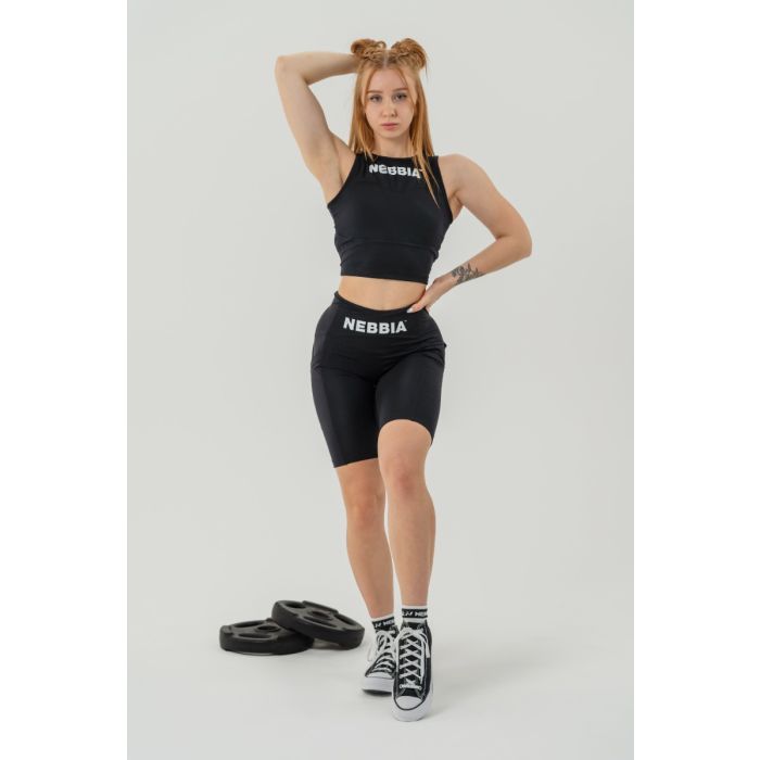 Maiou pentru femei sport Crop Top Gym Therapy Black - NEBBIA S