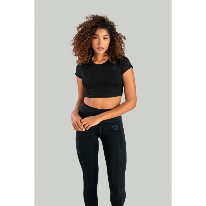 Tricou pentru femei Essential Crop Top Black - STRIX L