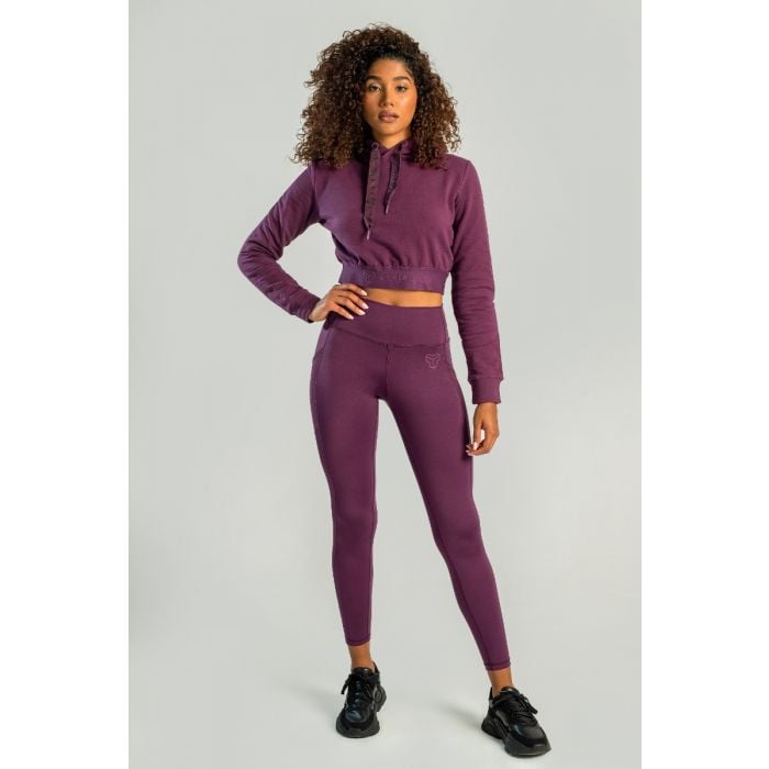 Hanorac pentru femei Essential Cropped Hoodie Plum - STRIX S