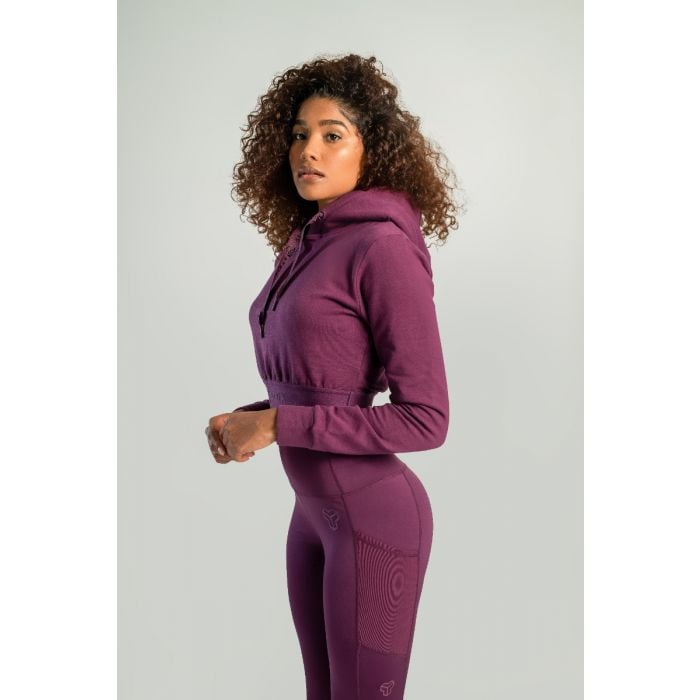 Hanorac pentru femei Essential Cropped Hoodie Plum - STRIX S