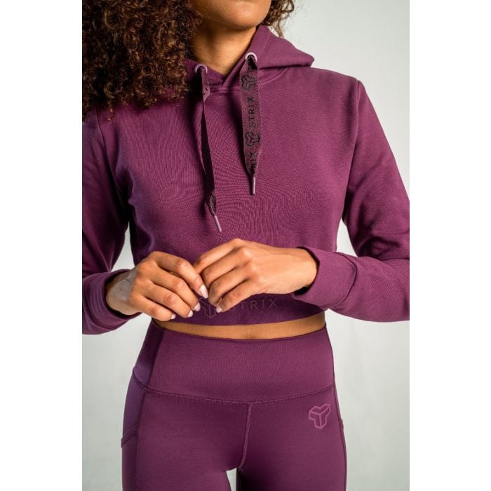 Hanorac pentru femei Essential Cropped Hoodie Plum - STRIX S