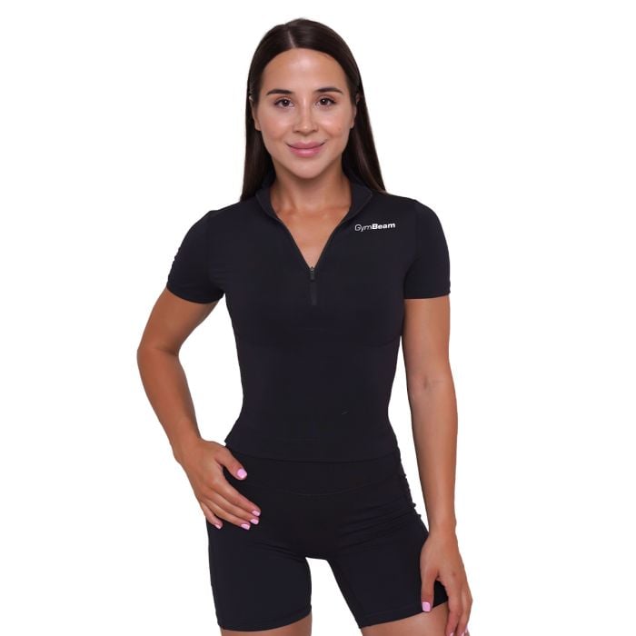 Tricou pentru femei Cropped Ignite Black - GymBeam S