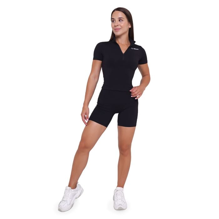 Tricou pentru femei Cropped Ignite Black - GymBeam S