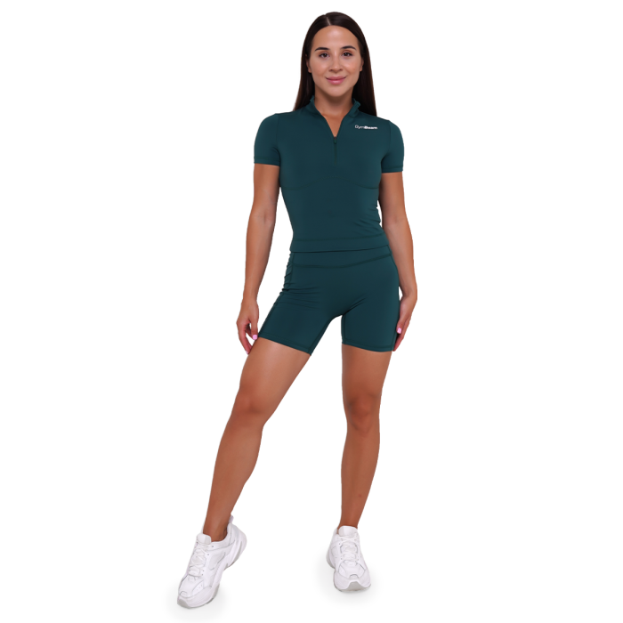 Tricou pentru femei Cropped Ignite Dark Green - GymBeam S