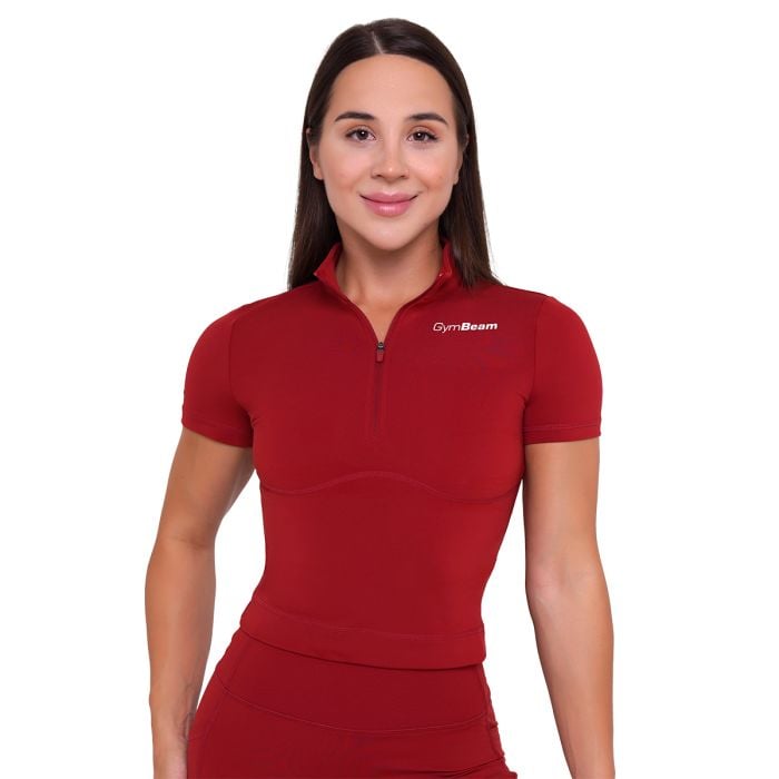 Tricou pentru femei Cropped Ignite Dark Red - GymBeam S