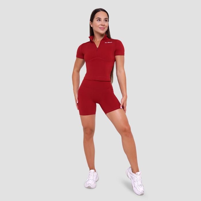 Tricou pentru femei Cropped Ignite Dark Red - GymBeam S
