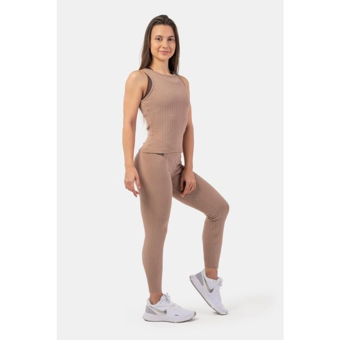 Colanți pentru femei Sporty Smart Pocket High-Waist Brown - NEBBIA S