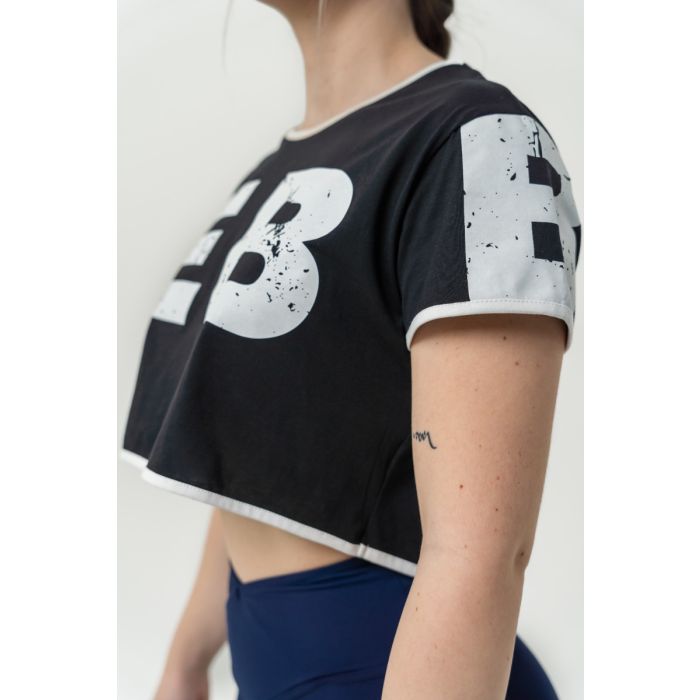 Tricou pentru femei Oversized Crop Top Game On Black - NEBBIA L