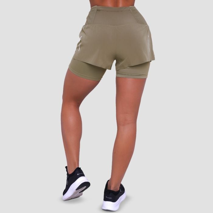 Pantaloni scurți de alergare pentru femei 2in1 Pulse Vetiver - GymBeam L