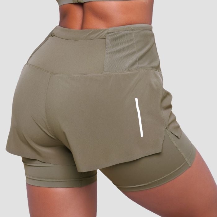 Pantaloni scurți de alergare pentru femei 2in1 Pulse Vetiver - GymBeam L