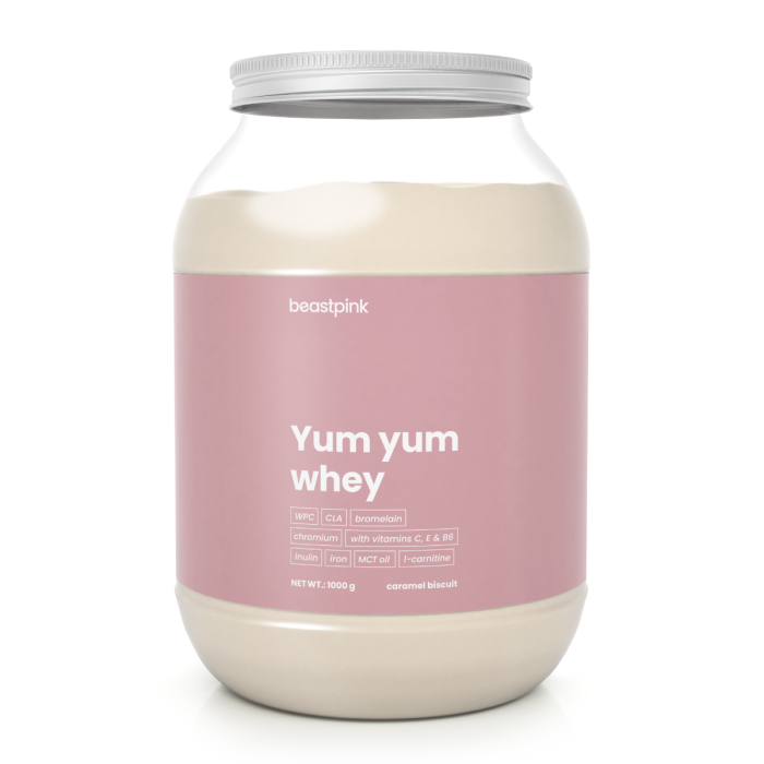 Yum Yum Whey - BeastPink + cadouri 1000 g - caramel biscuit