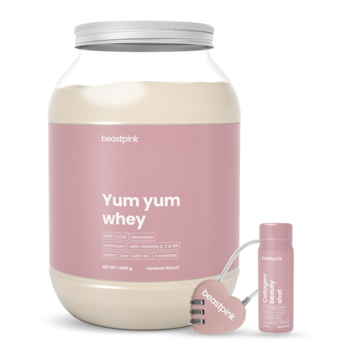 Yum Yum Whey - BeastPink 1000 g - caramel biscuit