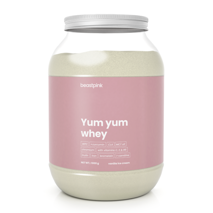 Yum Yum Whey - BeastPink + cadouri 1000 g - caramel biscuit