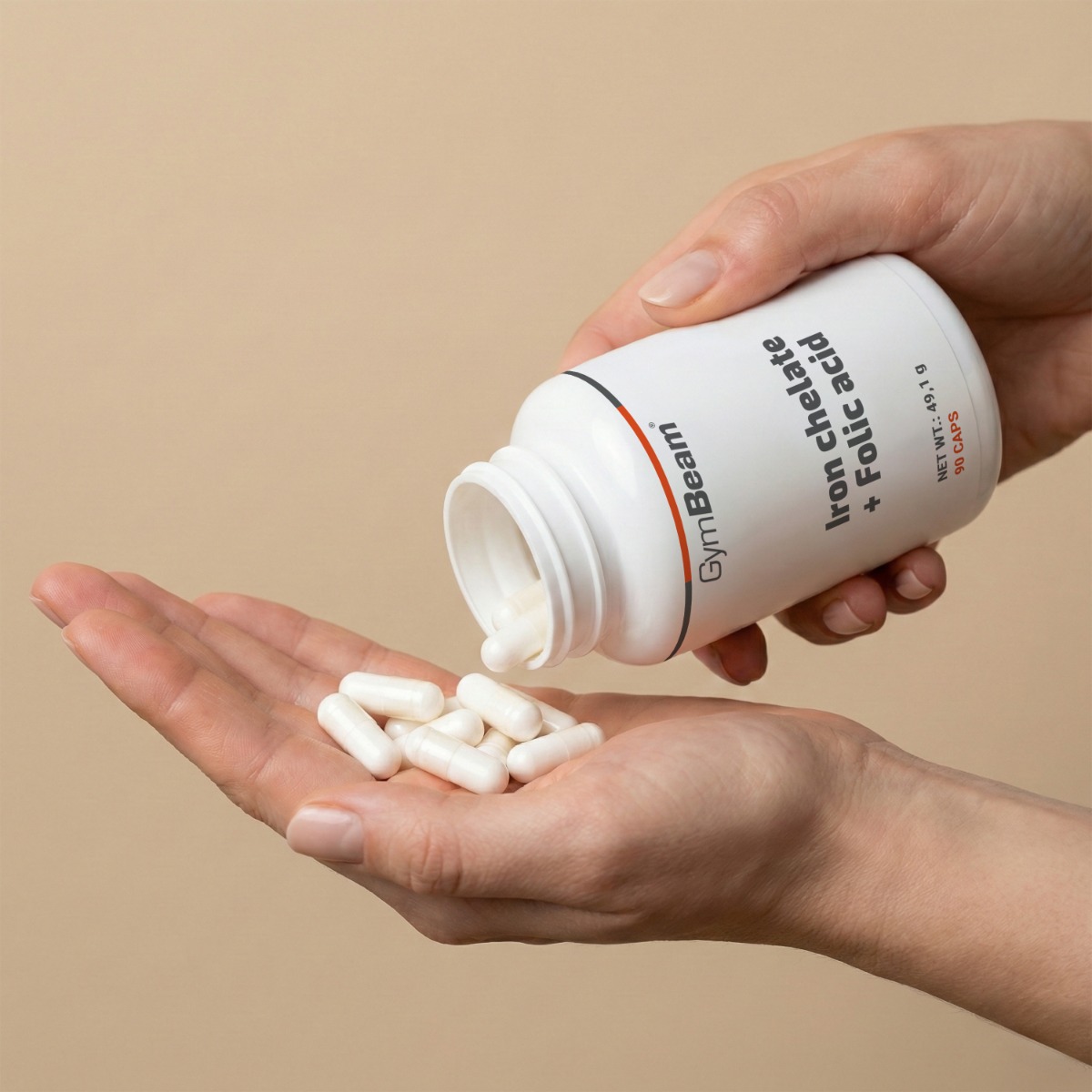 Fier chelat + acid folic - GymBeam 90 caps.