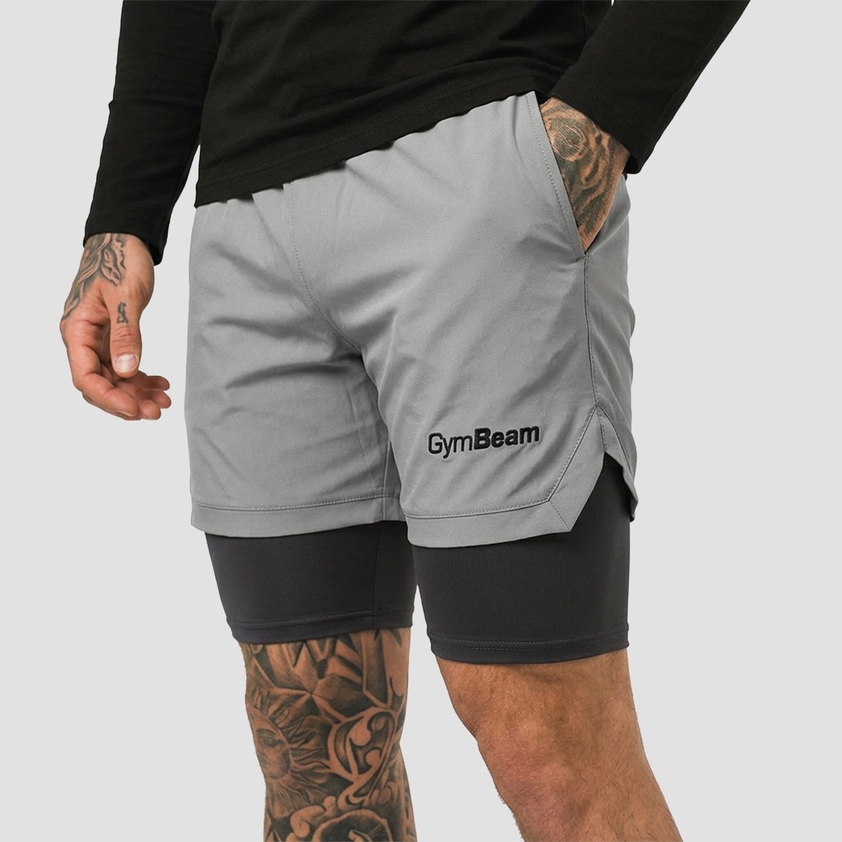 Men‘s 2in1 Shorts Iron Smoke - GymBeam