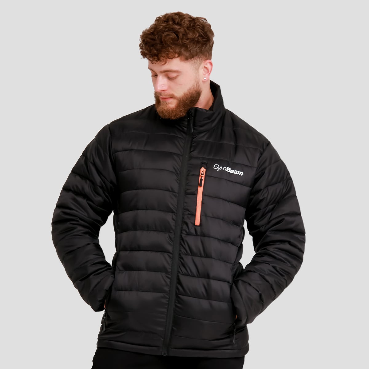 Geacă pentru bărbați Puffer Black/Orange - GymBeam