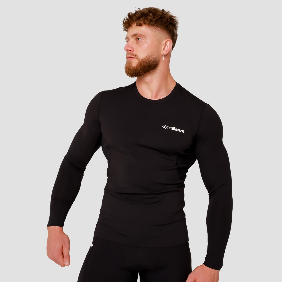 Tricou de compresie cu mânecă lungă High Black - GymBeam
