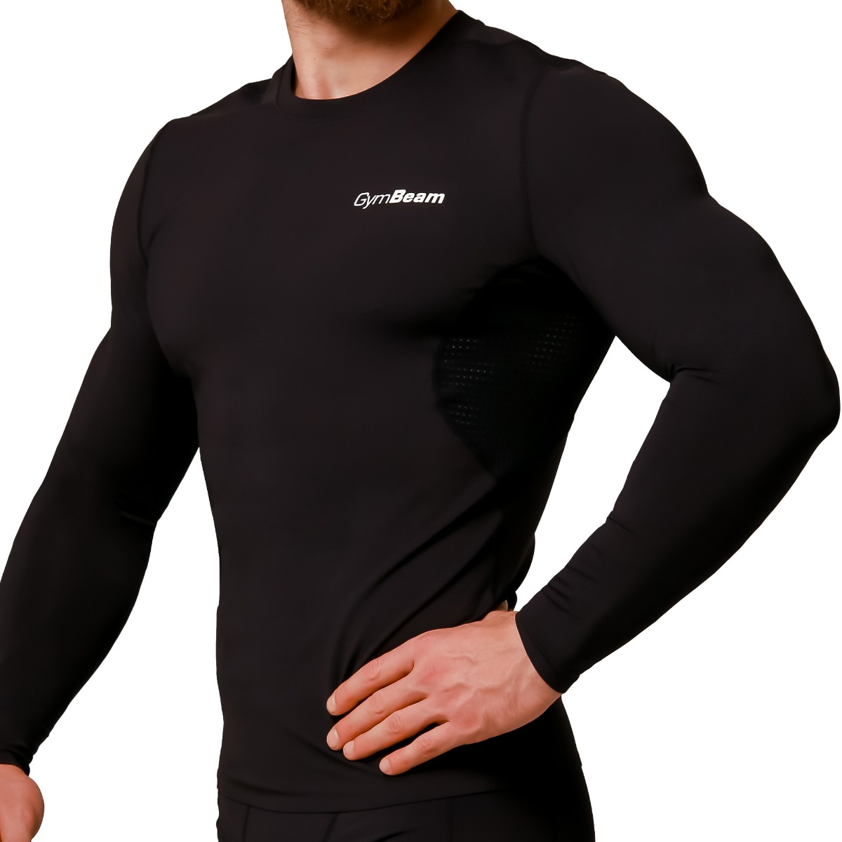 GymBeam Tricou de compresie cu mânecă lungă Mid Black · záber 7