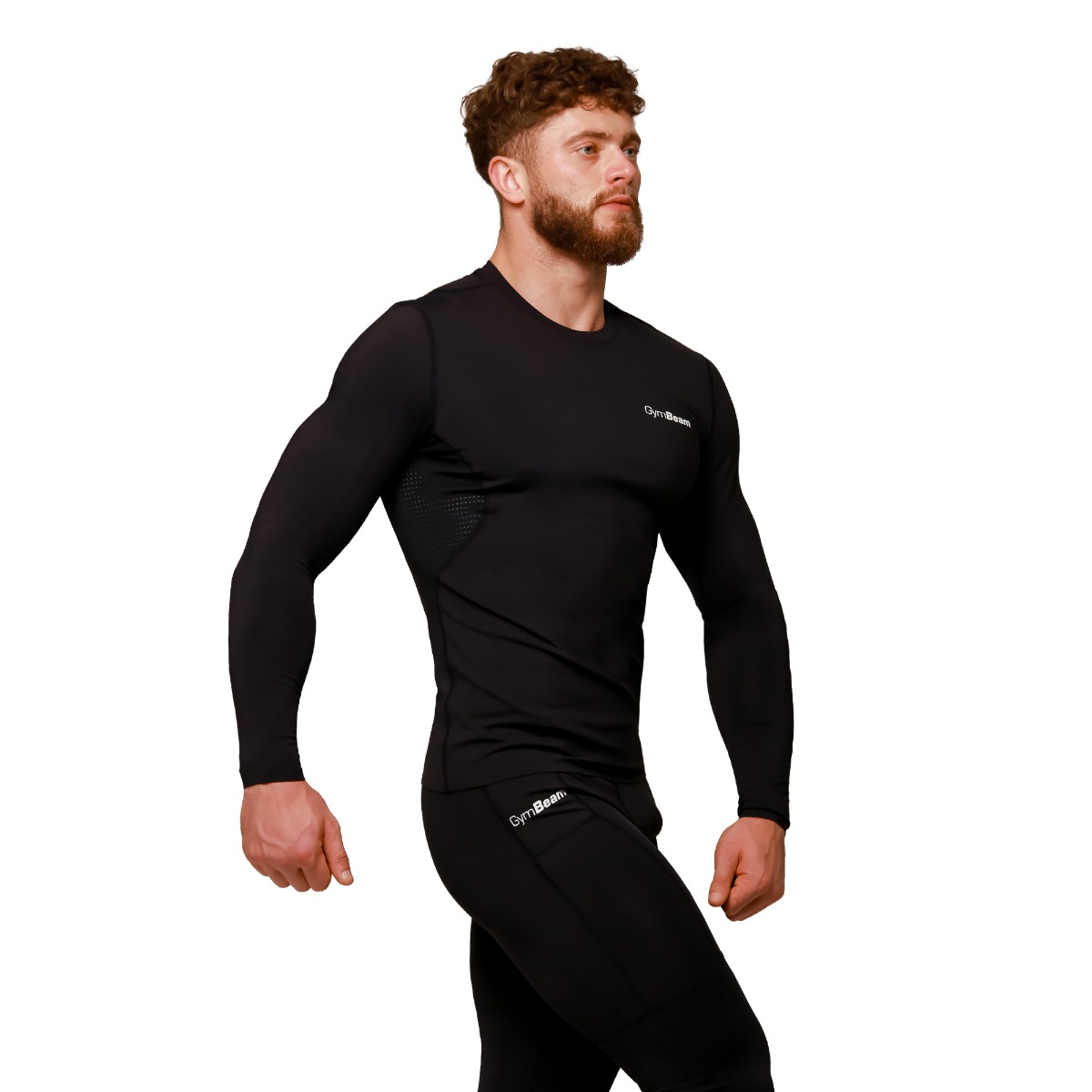 GymBeam Tricou de compresie cu mânecă lungă Mid Black · záber 9