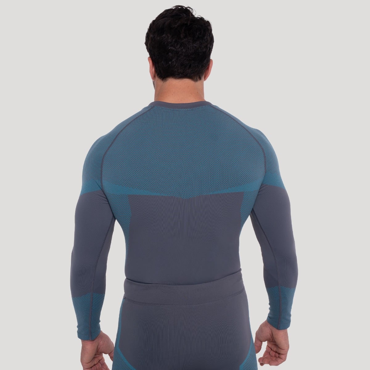 Tricou fără cusături cu mâneci lungi OG1 Grey/Blue - GymBeam