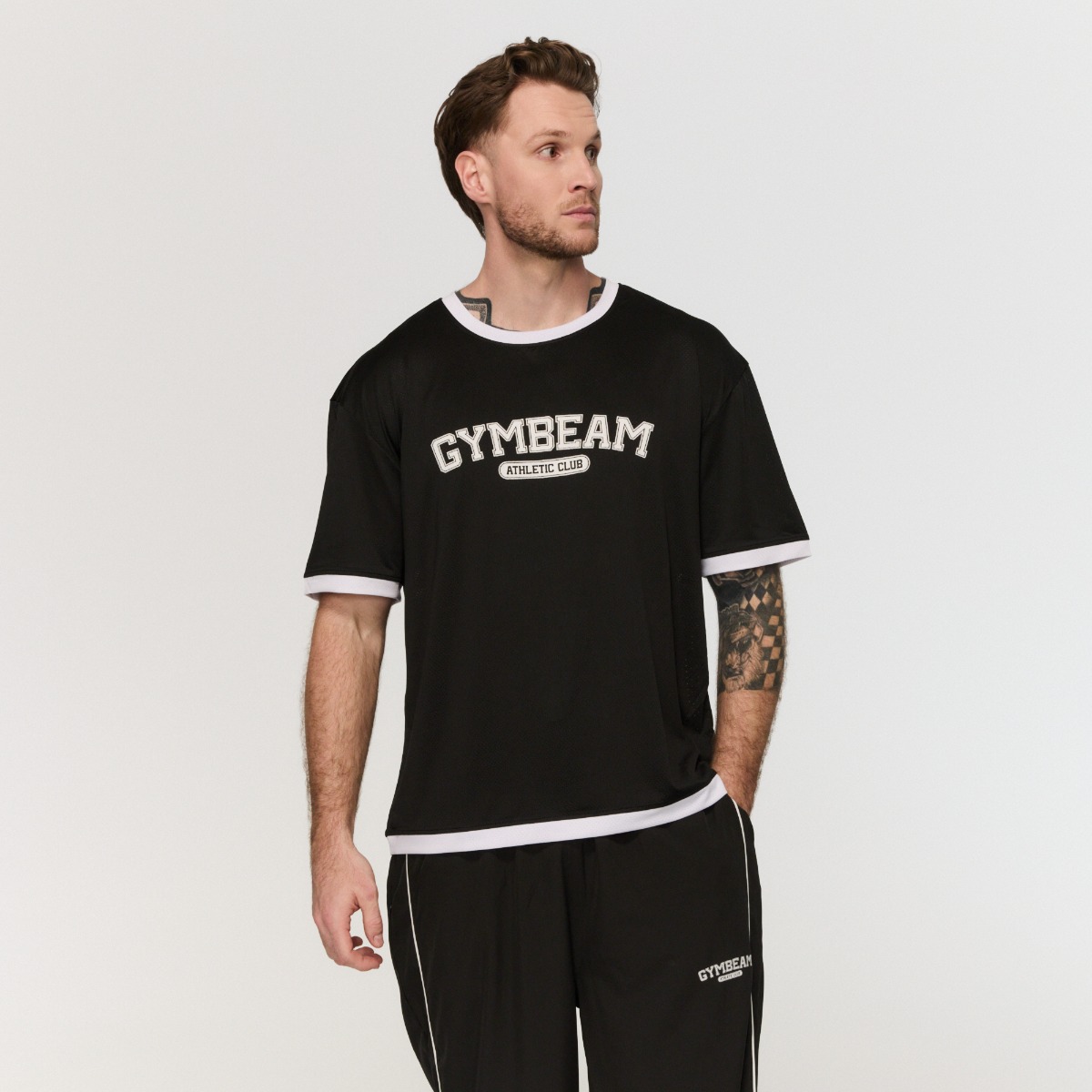 Tricou oversized Varsity Black - GymBeam