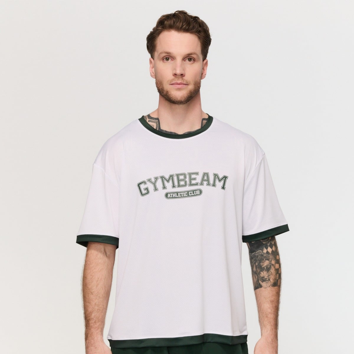 Tricou oversized Varsity White - GymBeam