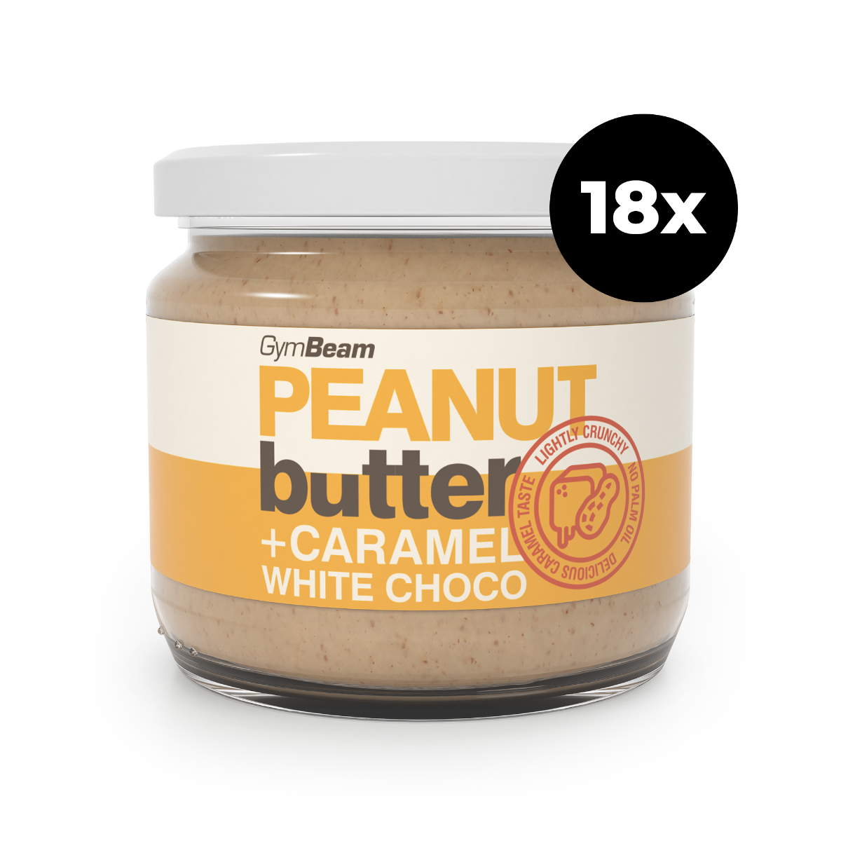 GymBeam Unt de arahide cu ciocolată albă și caramel