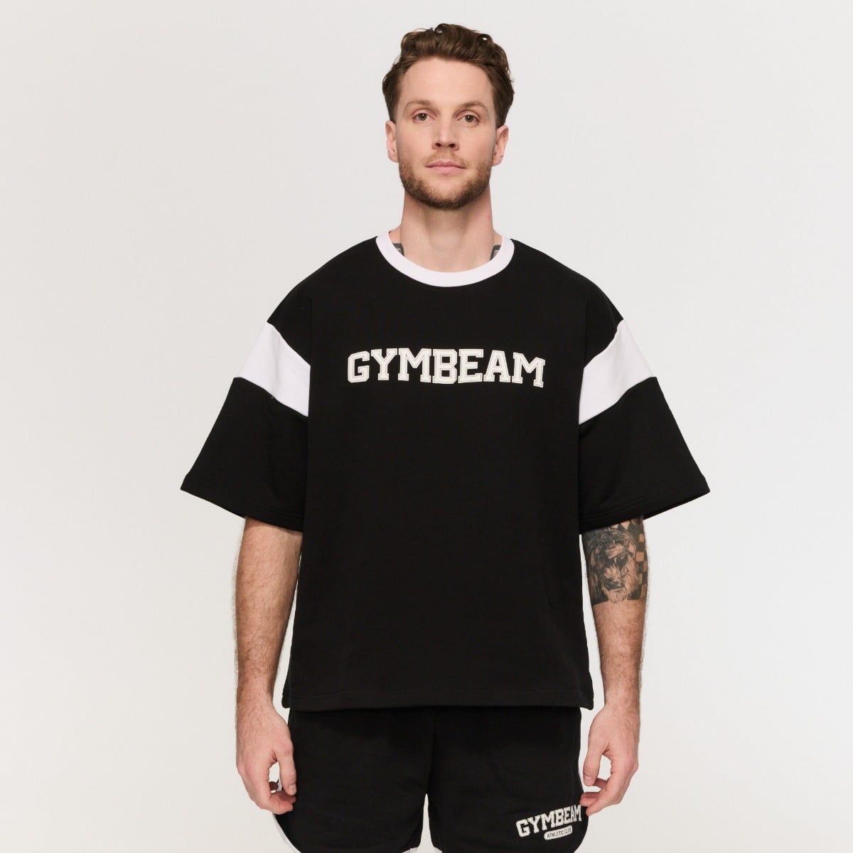 Tricou Premium Heavyweight Varsity Black - GymBeam