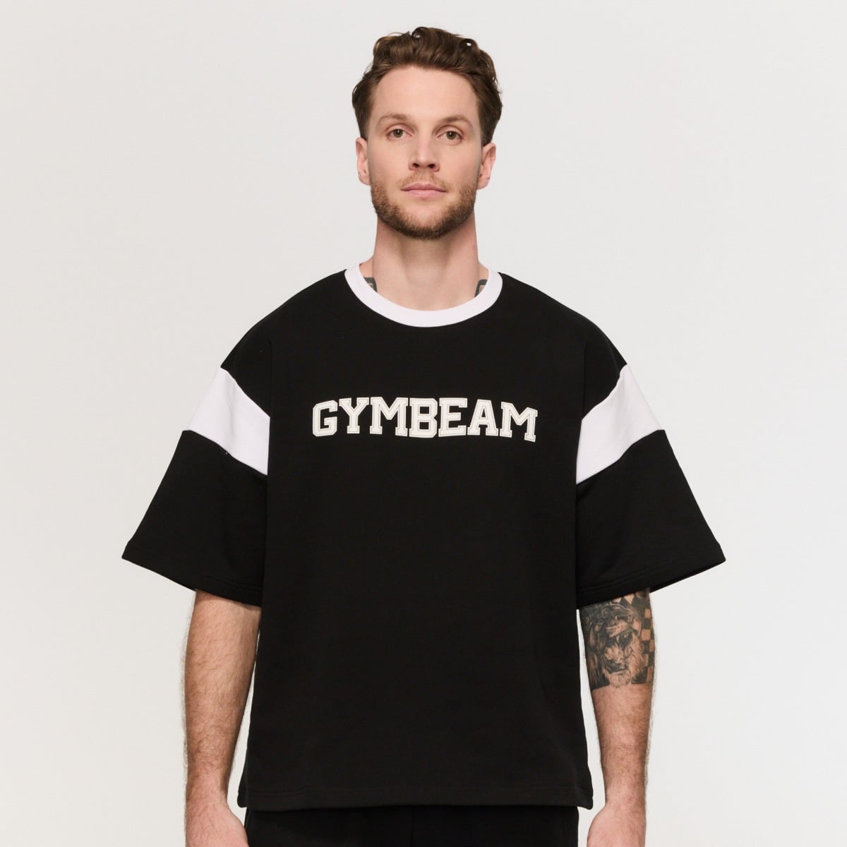 Tricou Premium Heavyweight Varsity Black - GymBeam