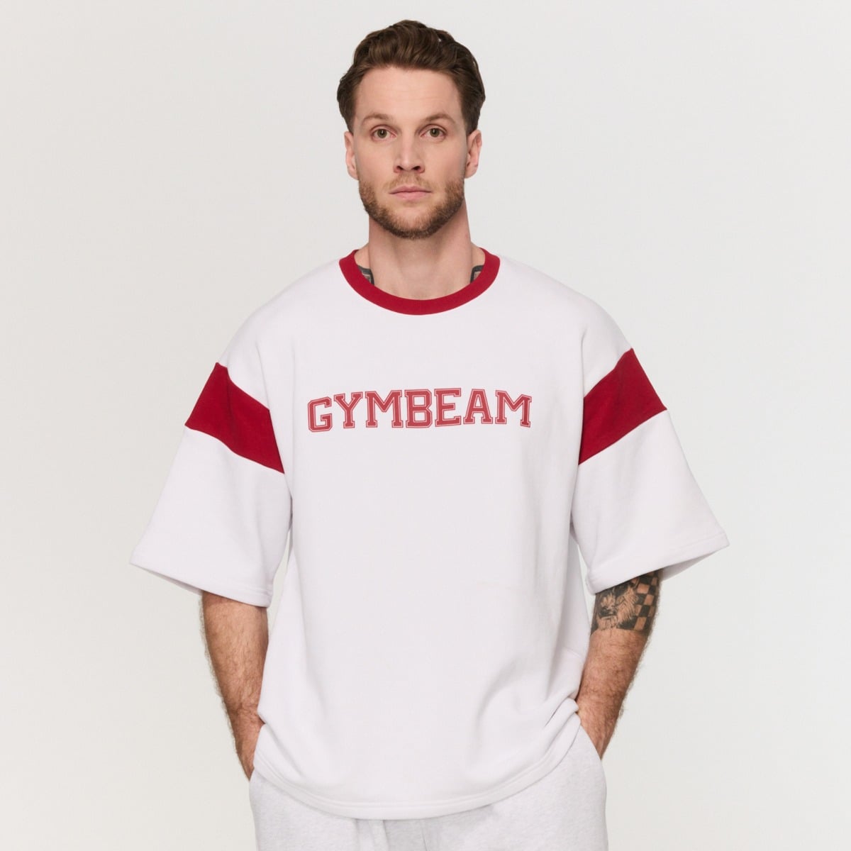 Tricou Premium Heavyweight Varsity White - GymBeam